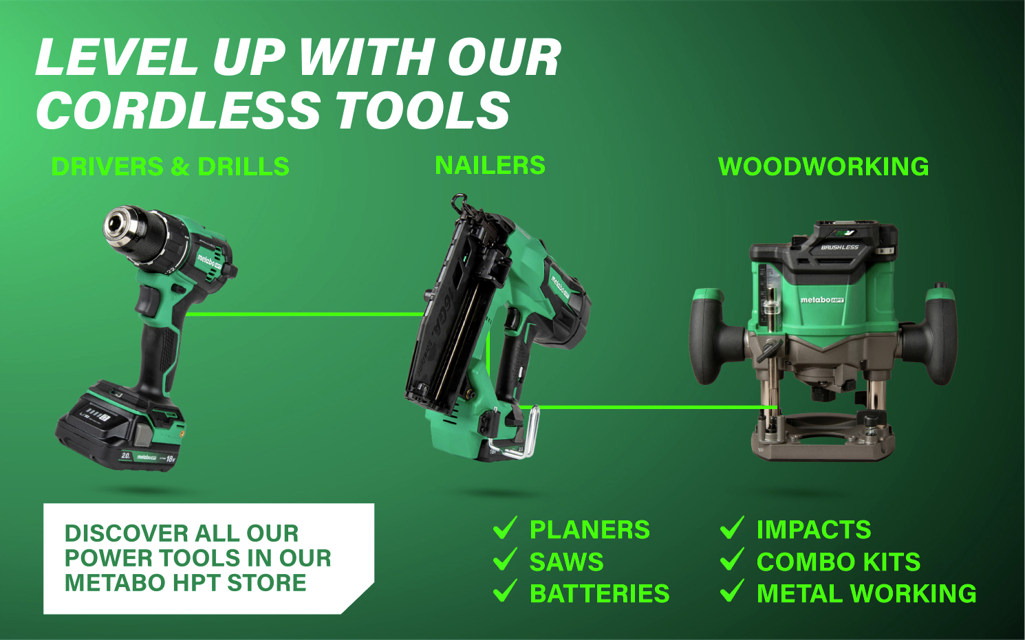 Level up with our cordless tools