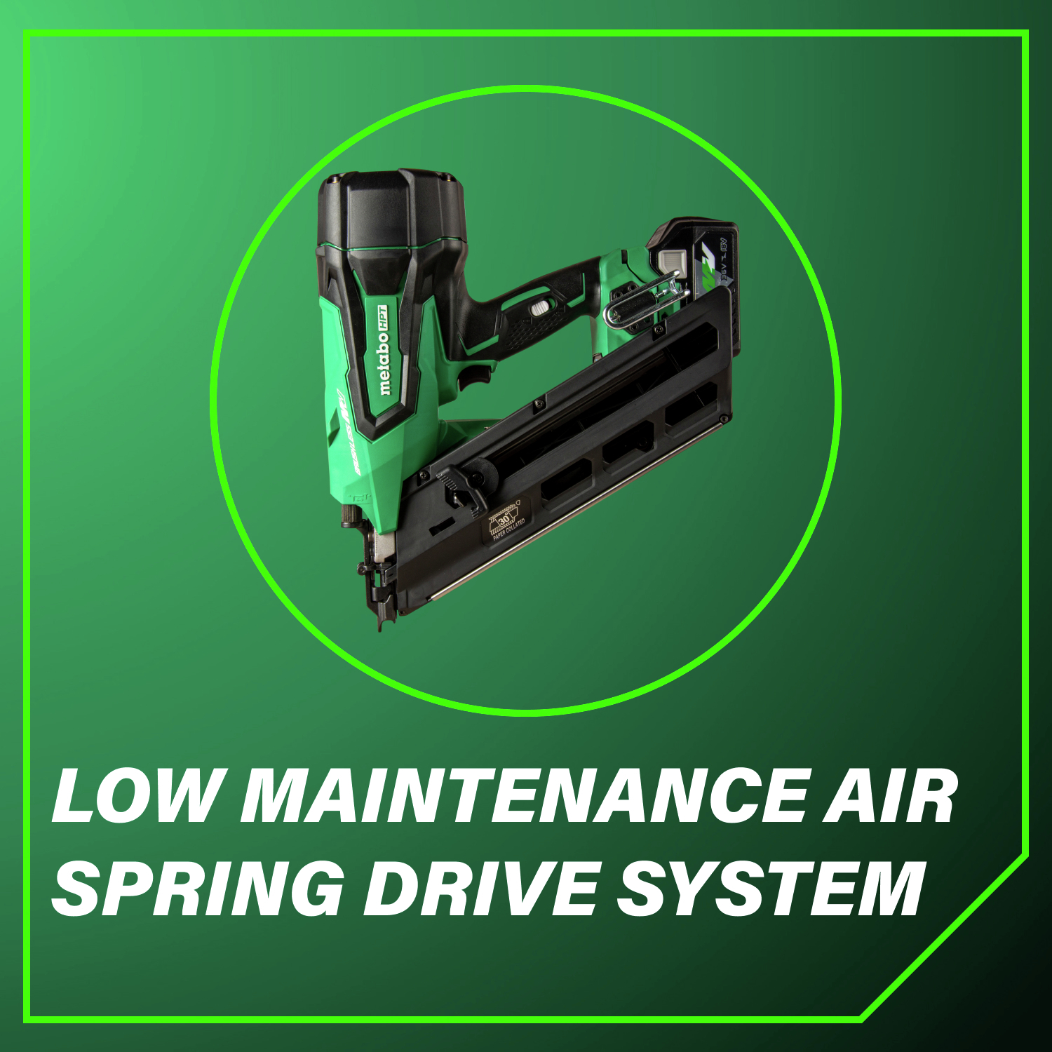 Low Maintenance Air Spring Drive System for reliable and efficient performance.