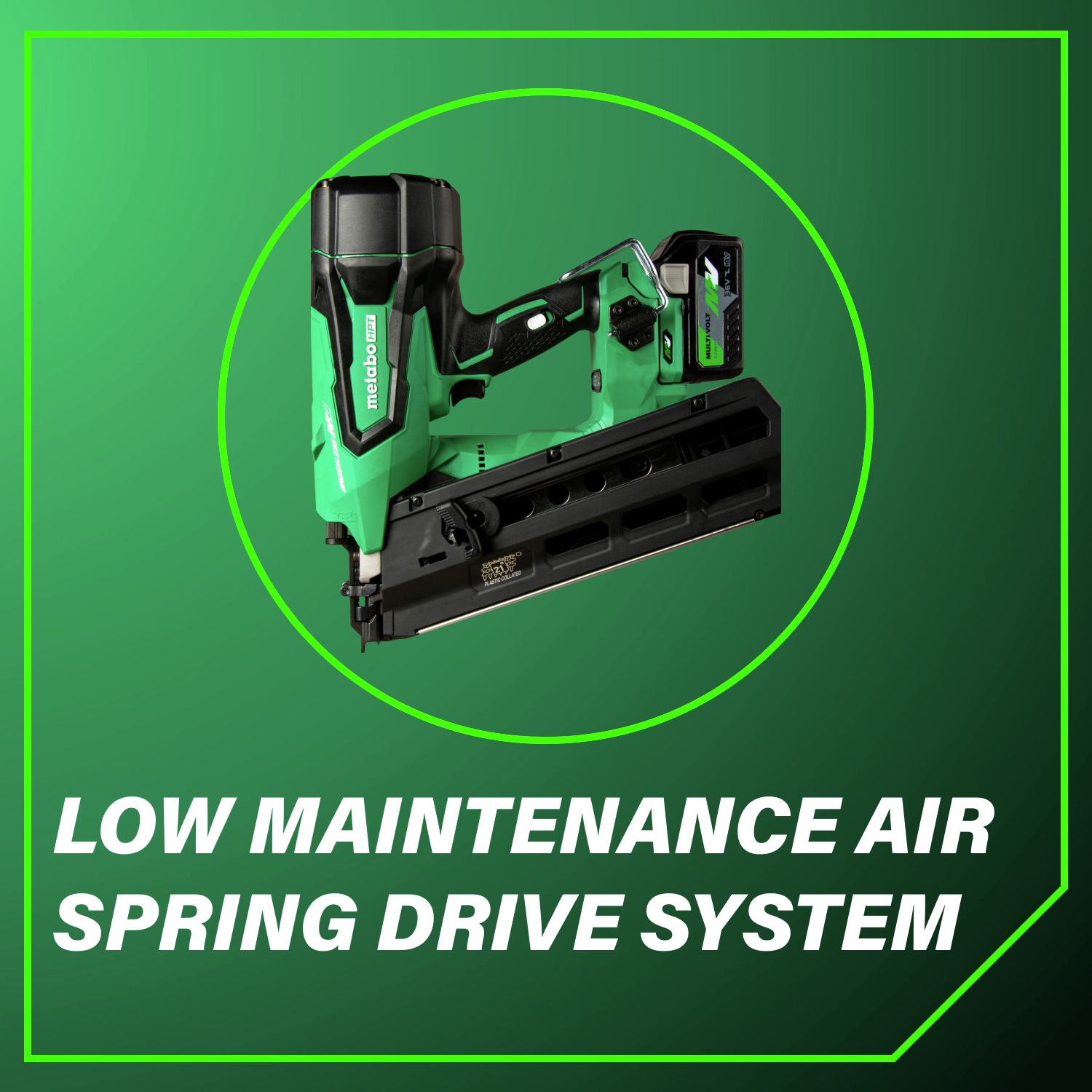 Low Maintenance Air Spring Drive System for reliable and efficient performance.
