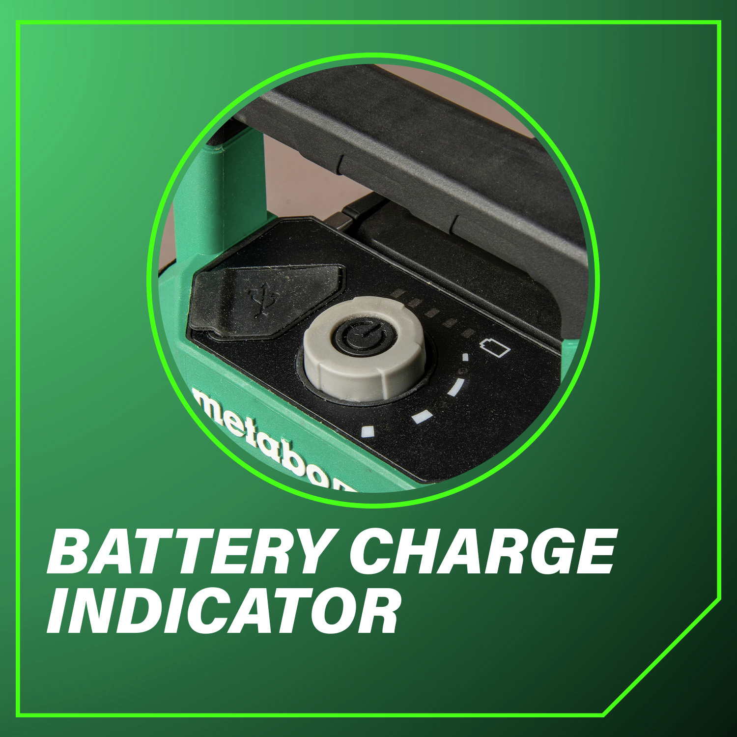 Battery Charge Indicator to easily monitor power levels at a glance.