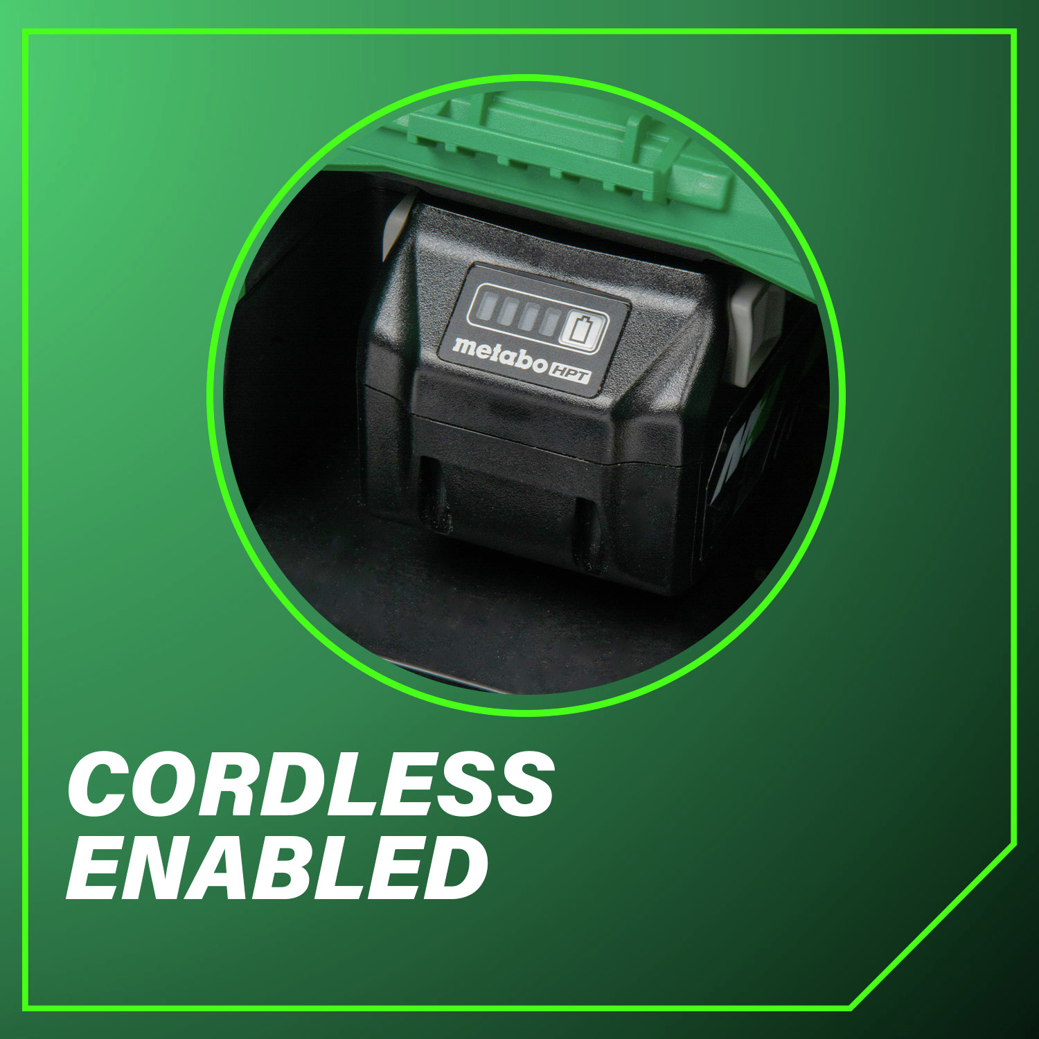 Cordless Enabled Offers the convenience of cordless operation.