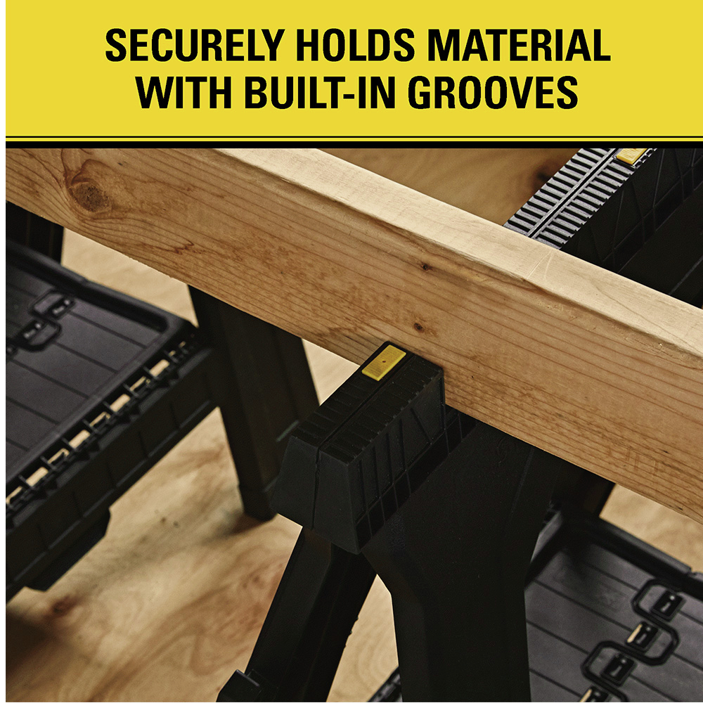 Securely holds material w/ built-in grooves