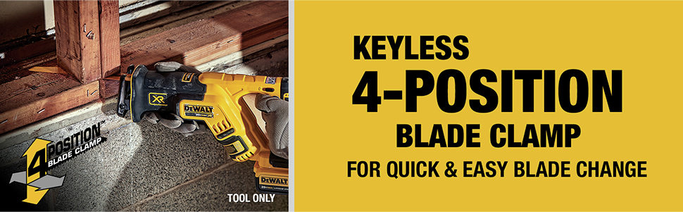 Keyless 4-position blade clamp for quick & easy blade change