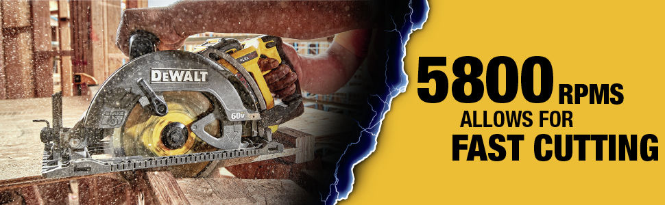 High speed 5800 RPM circular saw allows for fast cutting