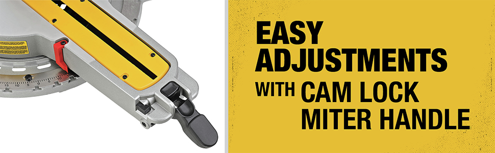 Easy adjusments with cam lock miter handle