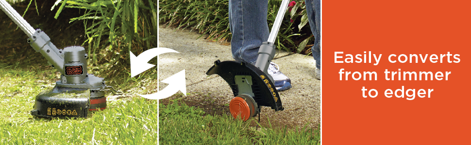 Easily converts from trimmer to edger