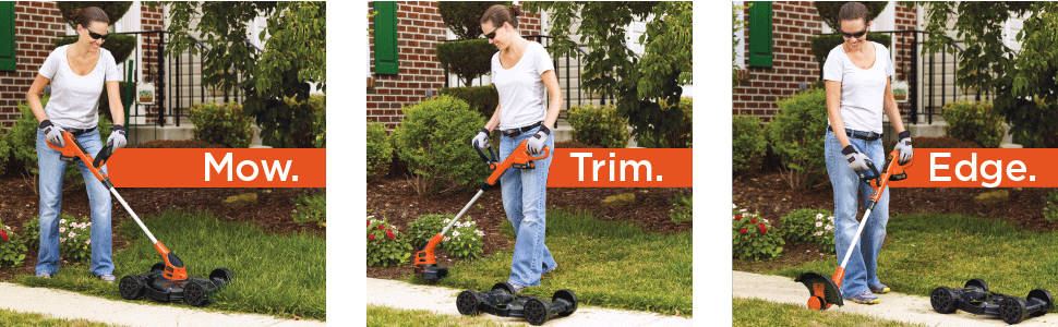 Black & Decker MTC220 Max Cordless Lithium-Ion 3-in-1 Trimmer/Edger & Mower, Orange/ Black