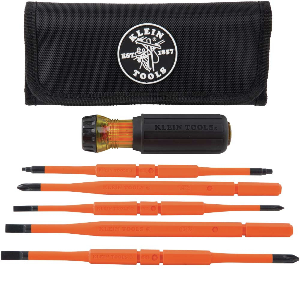 Klein Tools 32288 Insulated Screwdriver, 8-in-1 Screwdriver Set with Interchangeable Blades