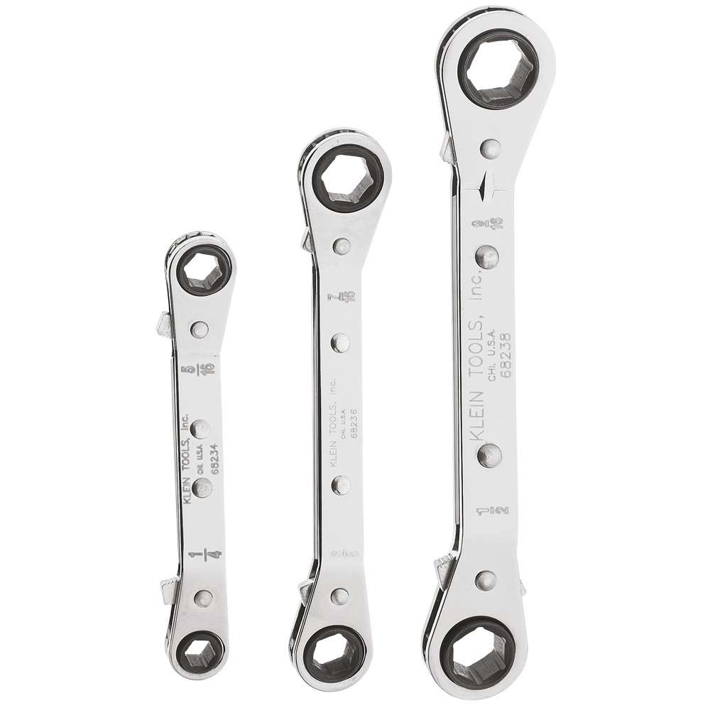 Klein tools 68244 Fully Reversible Ratcheting Offset Box Wrench Set, 3-Piece