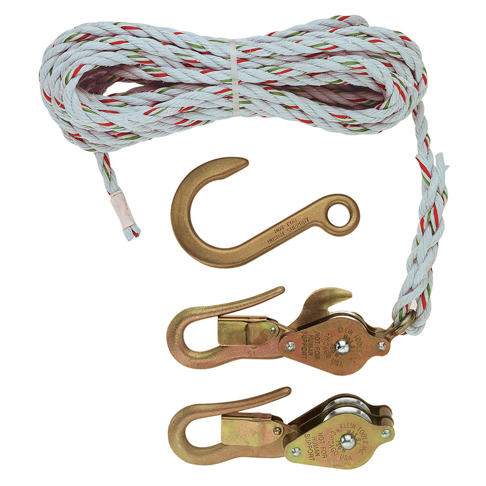 Klein Tools H1802-30SR Block and Tackle with Blocks 267 and 268 and Anchor Hook 258