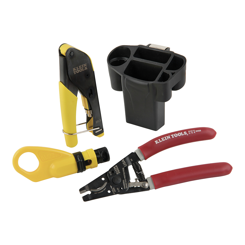 Klein Tools VDV011-852 Coax Cable Installation Kit With Hip Pouch, Includes Cable Cutter-Radial Stripper-Compression Crimper