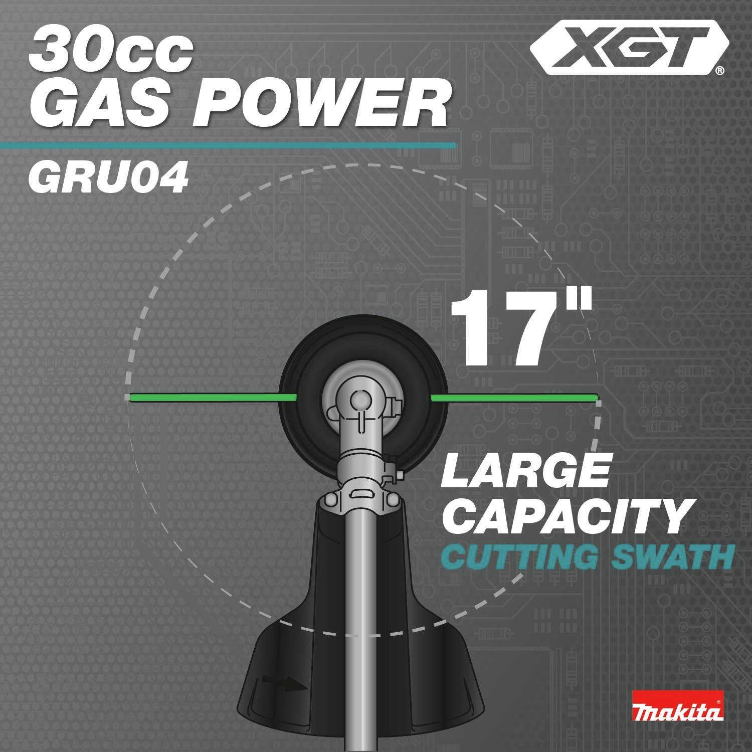 30cc Gas Power: 17 in. large capacity cutting swath