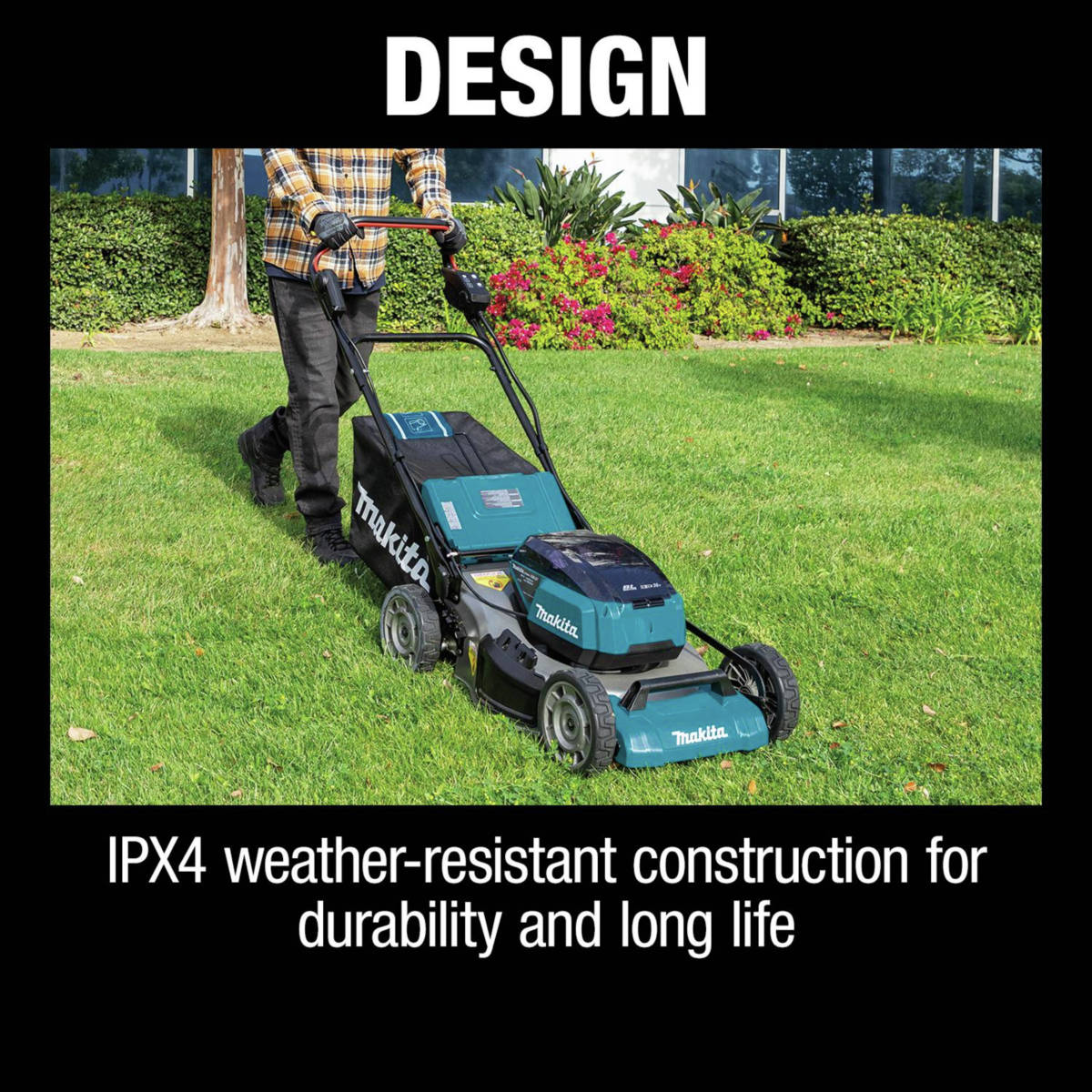 18V X2 (36V) LXT Lawn Mower is IPX4 weather-resistant