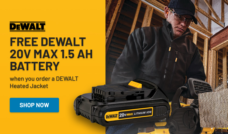 FREE DEWALT 20V Max 1.5 Ah Battery