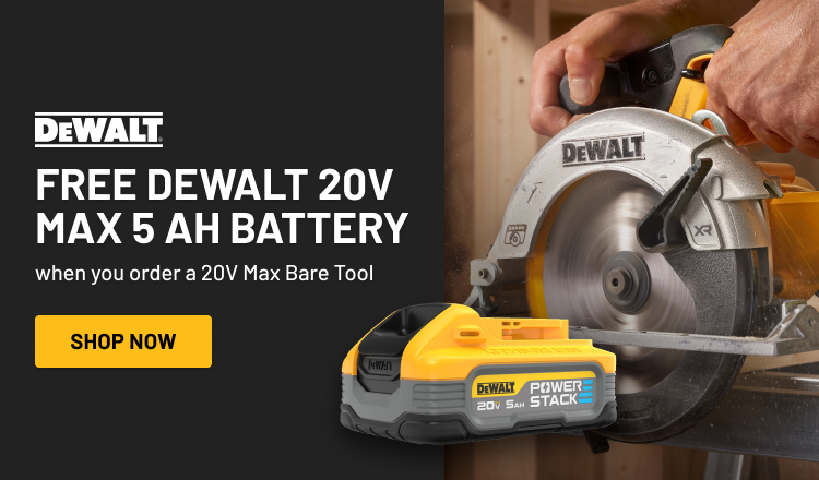 FREE DEWALT 20V Max 5 Ah Battery